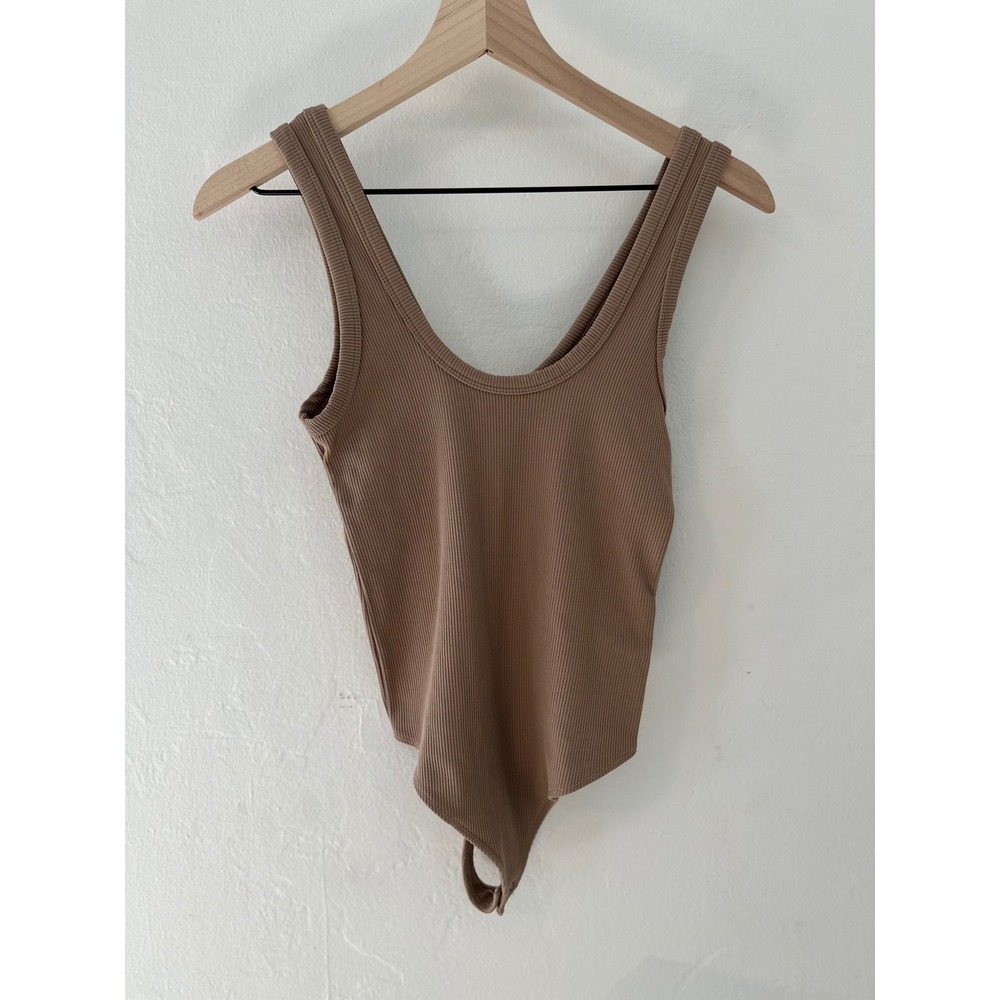 Abercrombie & Fitch Soft AF Ribbed Scoop Neck Bodysuit Minimalist Clean Feminine